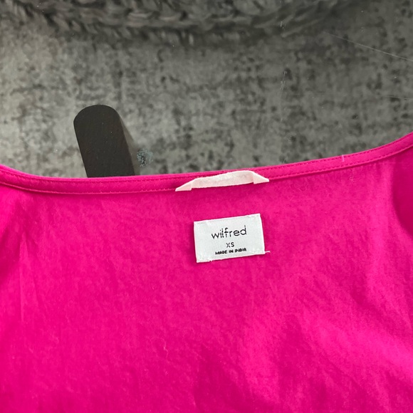 Aritzia Wilfred Pink Button-Up Puff Sleeves Boho Preppy cotton Blouse Sz XS - Picture 10 of 13